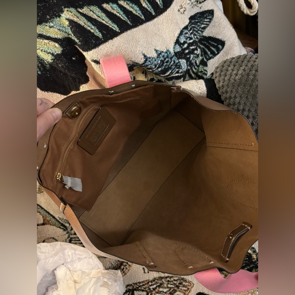 COACH F39675 Leather Derby Tote (Rose Gold/Metallic) - Picture 9 of 16